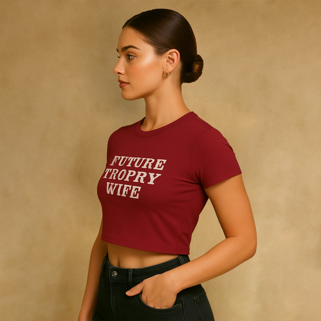 Future Trophy Wife Crop Tee - Costa Moon