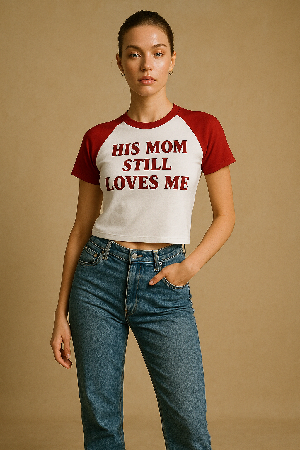 His Mom Still Crop Tee - Costa Moon